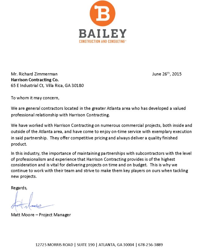 Bailey Construction and Consulting Testimonial